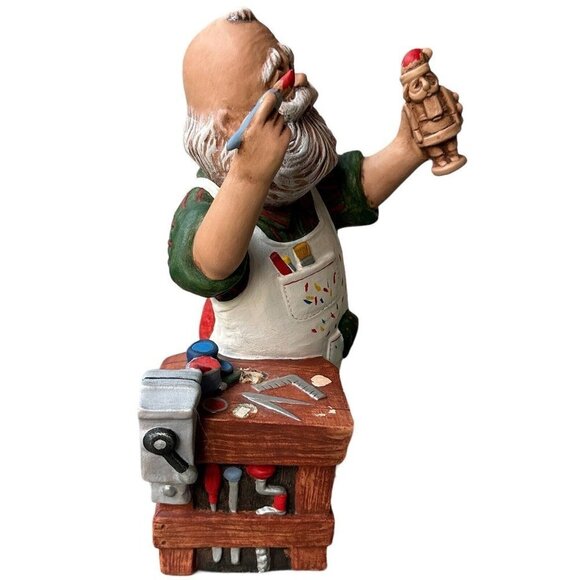 Workshop Santa Claus Painting‎ Toys Christmas Figurine Signed 10" Porcelain 1992 - Picture 3 of 7